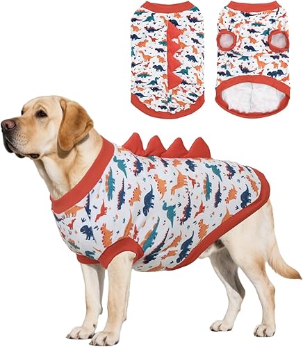 CuteBone Dinosaur Costume Dog Shirt, Stretchy Velvet T-Shirt Clothes for Large Dogs, Soft & Breathable Pet Tee Outfit Pitbull Apparel for Daily Wear, Cozy Pullover Design Big Dog Fashion COSBX02-4XL