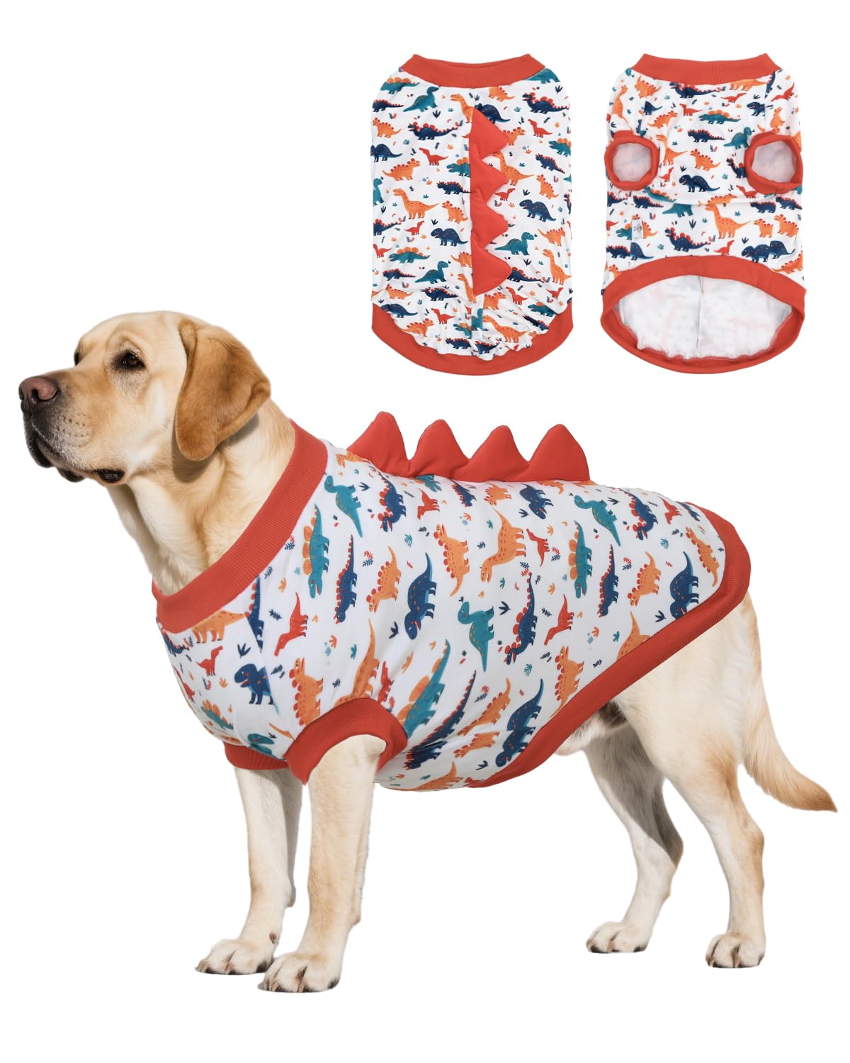 CuteBone Dinosaur Costume Dog Shirt, Stretchy Velvet T-Shirt Clothes for Large Dogs, Soft &amp; Breathable Pet Tee Outfit Pitbull Apparel for Daily Wear, Cozy Pullover Design Big Dog Fashion COSBX02-3XL