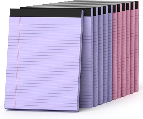 Miniatura 10 de 10 paquetes de blocs de notas de tamaño legal amarillos 8.5x11" 28 líneas con renglones anchos, impresión a doble cara, blocs de notas amarillos