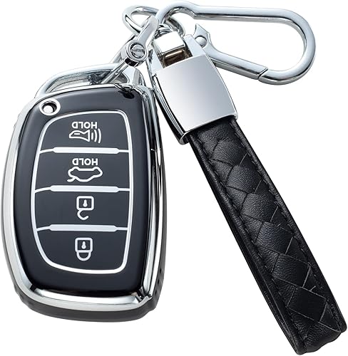 Miniatura 7 de CHEZENHUI Compatible con funda para llavero Hyundai con cordón de cuero, funda protectora para llave de automóvil para Hyundai Elantra, Elantra, GT,