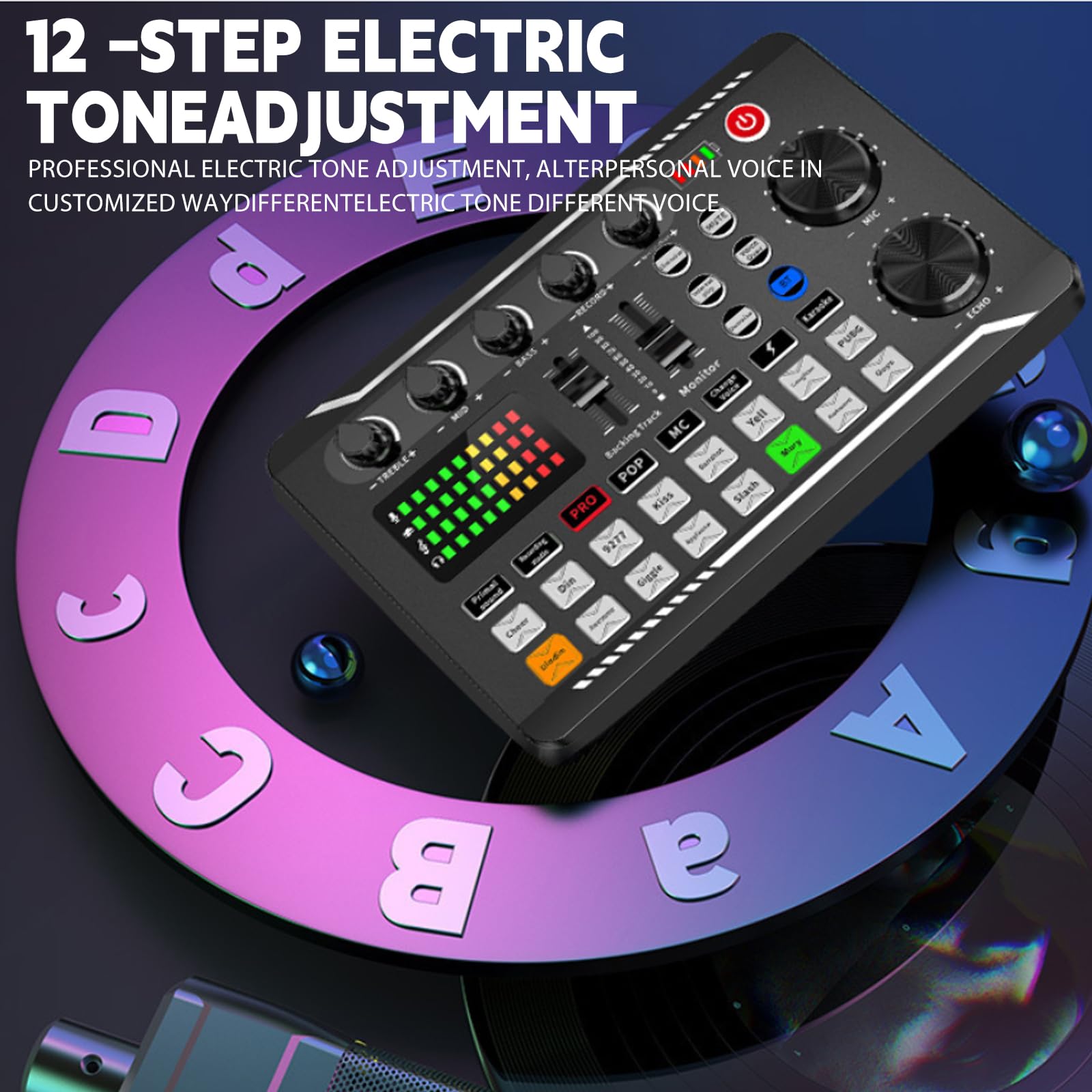 Live Sound Card Audio Mixer, F998 Live Soundkarte Audio Interface mit DJ Mixer Effekte, Soundffekte, Voice Changer, Bluetooth Audio Mixer für YouTube Streaming KTV Aufnahmen Gaming