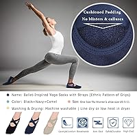 Vista 118 de Ozaiic - Calcetines de yoga para mujer con correas y agarres antideslizantes, ideales para pilates, Pure Barre, ballet, danza y entrenamiento