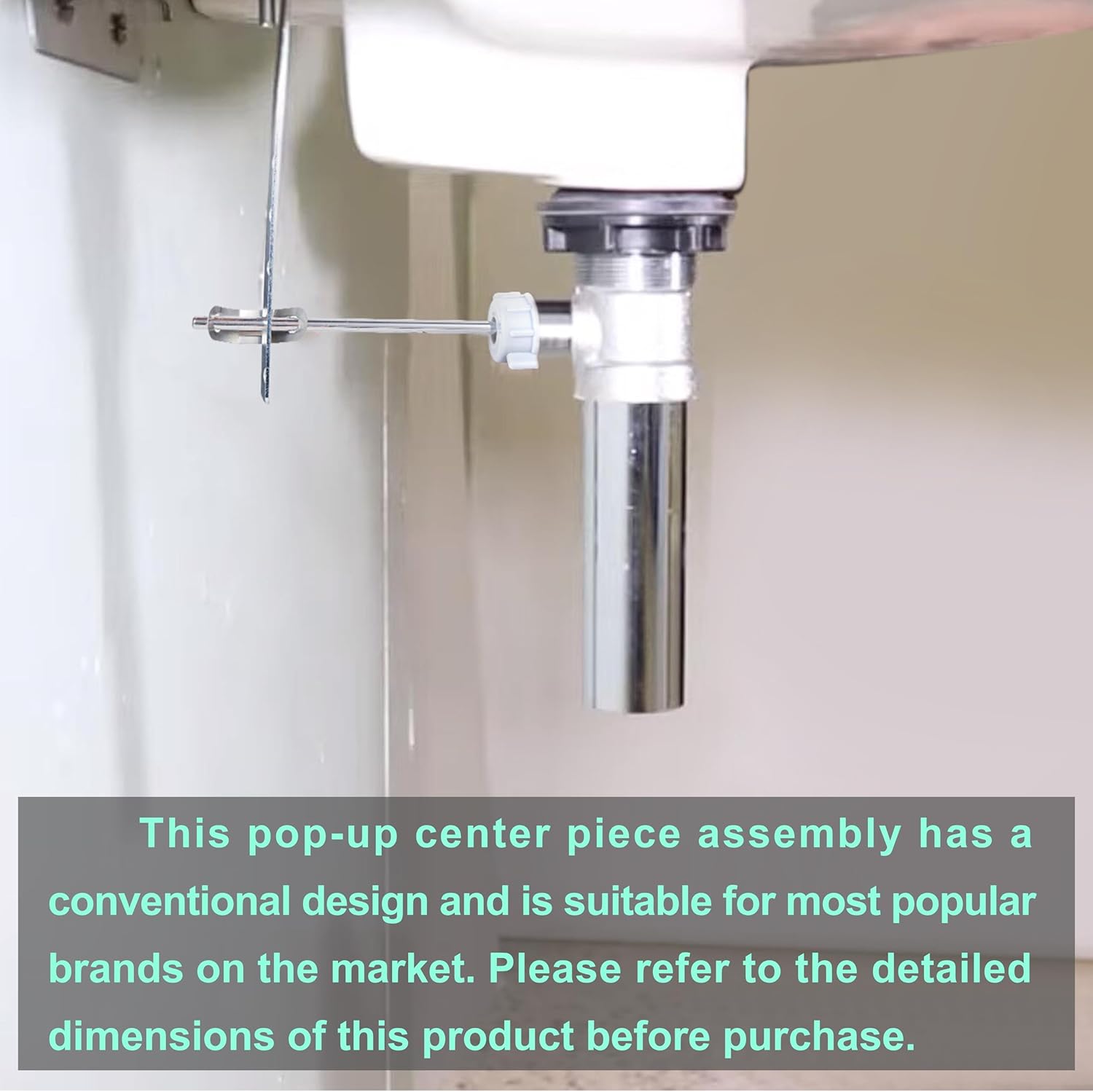 Lavatory Pop-Up Center Piece Assembly,Pop-Up Drain Repair Kit,Fits Most Popular Brands,Replacement Bathroom Sink Pivot Rod,15MM Ball, Chrome（2PCS）