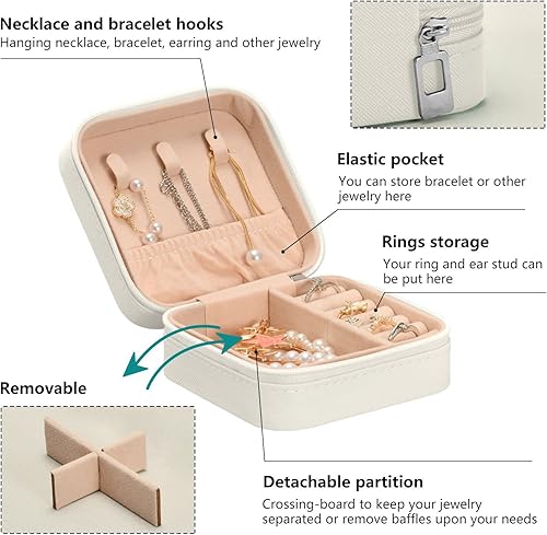 Miniatura 4 de JUNZAN Joyero de viaje personalizado Flor de nacimiento Joyero personalizado Joyero personalizado Caja de viaje de joyería personalizada-Beige