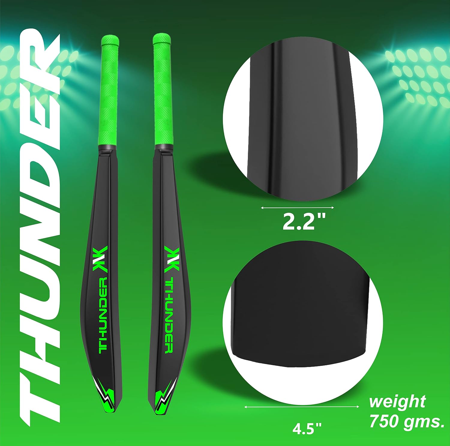 Heavy Duty Plastic Cricket Bat,Full Size (34” X 【Endloaded】 4.5”inches) Pr