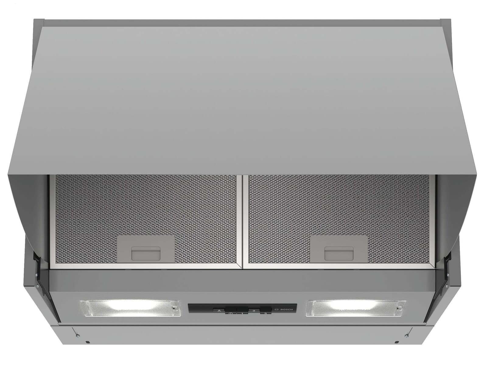 Bosch DEM66AC00 - Cappuccio intermedio serie 2, 60 cm di larghezza, aria di trascinamento e di scarico, illuminazione a LED, illuminazione uniforme, interruttore a pulsante, 3 livelli di potenza,
