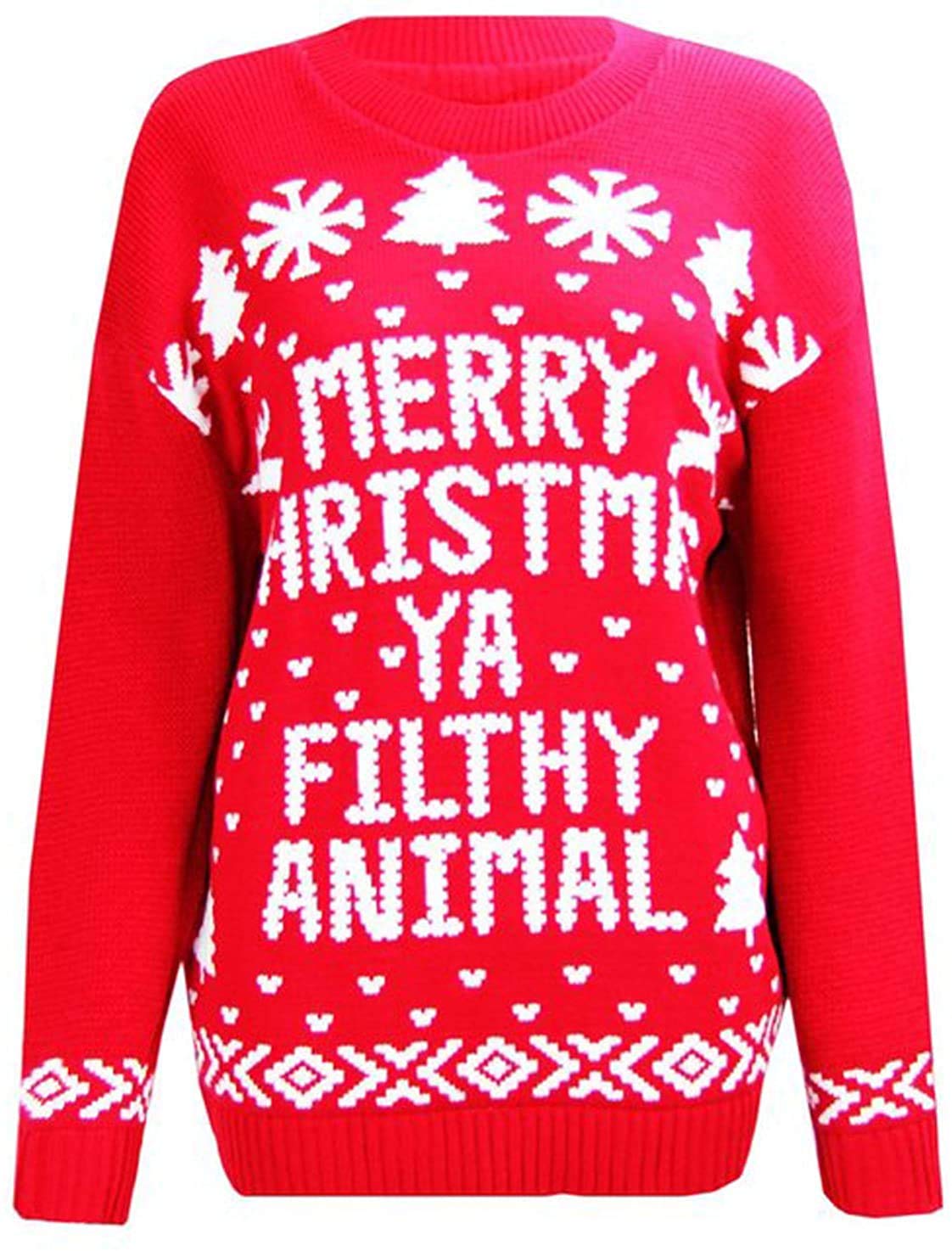 GirlzWalk Girls Boys Various Designs Kids Unisex Christmas Pullover 3D Xmas Knitted Novelty Jumper Age 3-13 Years Old (Red Very Merry Xmas, 13 Years Old)