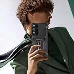 Pour Samsung Galaxy S25 FE Boîtier avec protection d'écran + couverture de caméra pour Samsung S25 FE Boîtier avec bague magnétique Kickstand, étui de protection militaire antichoc pour Galaxy S25 FE (Noir)