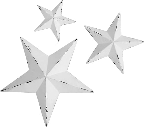 YL Crafts - Metal Star Wall Decoration Mounted Wall Art 3pcs/set (White) Blanco,Gris