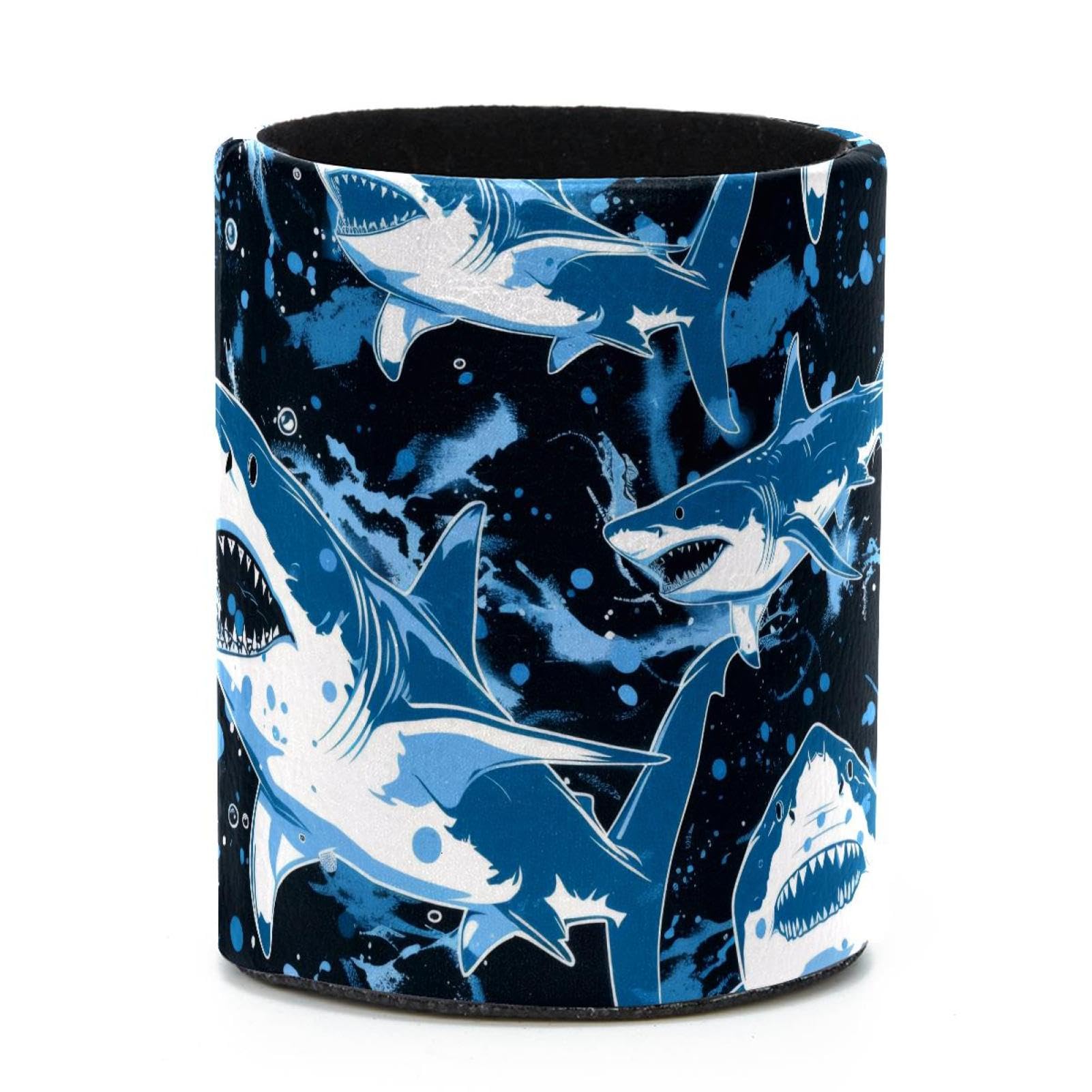VAPOKF Round Pencil Holders for Desk, Sharks Pen Holders Pen Pot Makeup Brushes Storage Desktop Stationery Supplies Organiser for Home Office