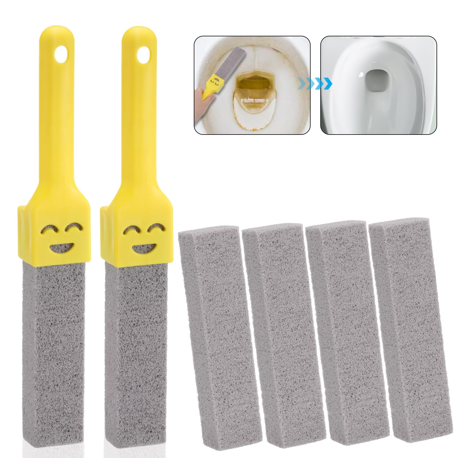 Zocipro 6 Stück Bimsstein Toilettenreiniger, bimsstein Toilette, Pumice Stone mit 2 Griff zum Entfernen von Flecken, Urinsteinen, Kalk, für Badezimmer, Küche, Schwimmbad