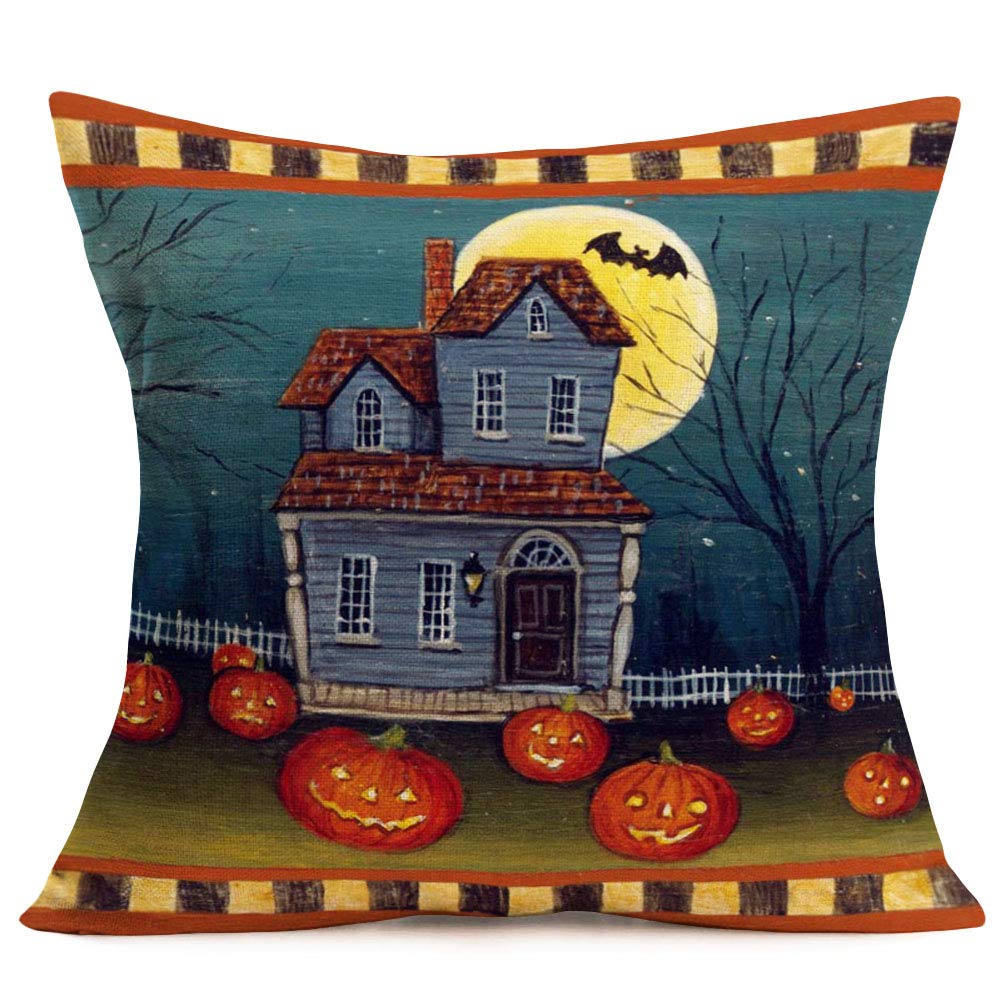 Smilyard Pillow Covers Halloween Pumpkin Pillow Case Decorative Linen Cushion Cover for Car Sofa Home Decoration 18" x 18" 18" X 18" SY