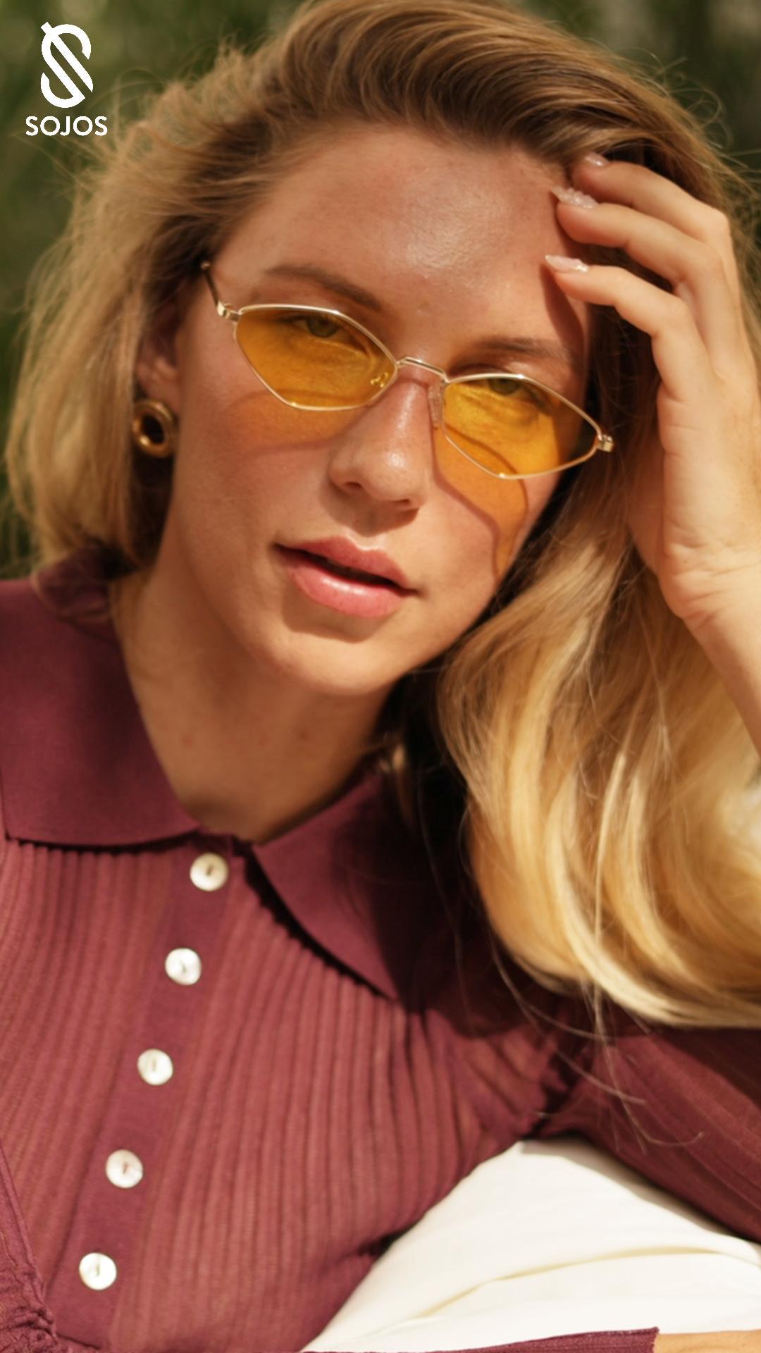 Retro Polarized Sunglasses Womens Mens Vintage Narrow Irregular Shades UV400 Amazon.com: SOJOS Retro Small Polarized Sunglasses Womens  main image 2