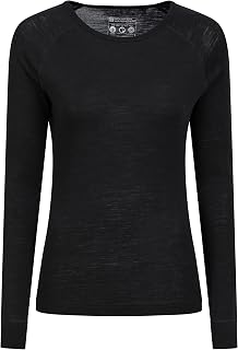 Merino Womens Thermal Baselayer Top - Lightweight, Antibacterial & Breathable Ladies T Shirt - for Winter Travel, Hiking, Camping, Skiing, Snowboard