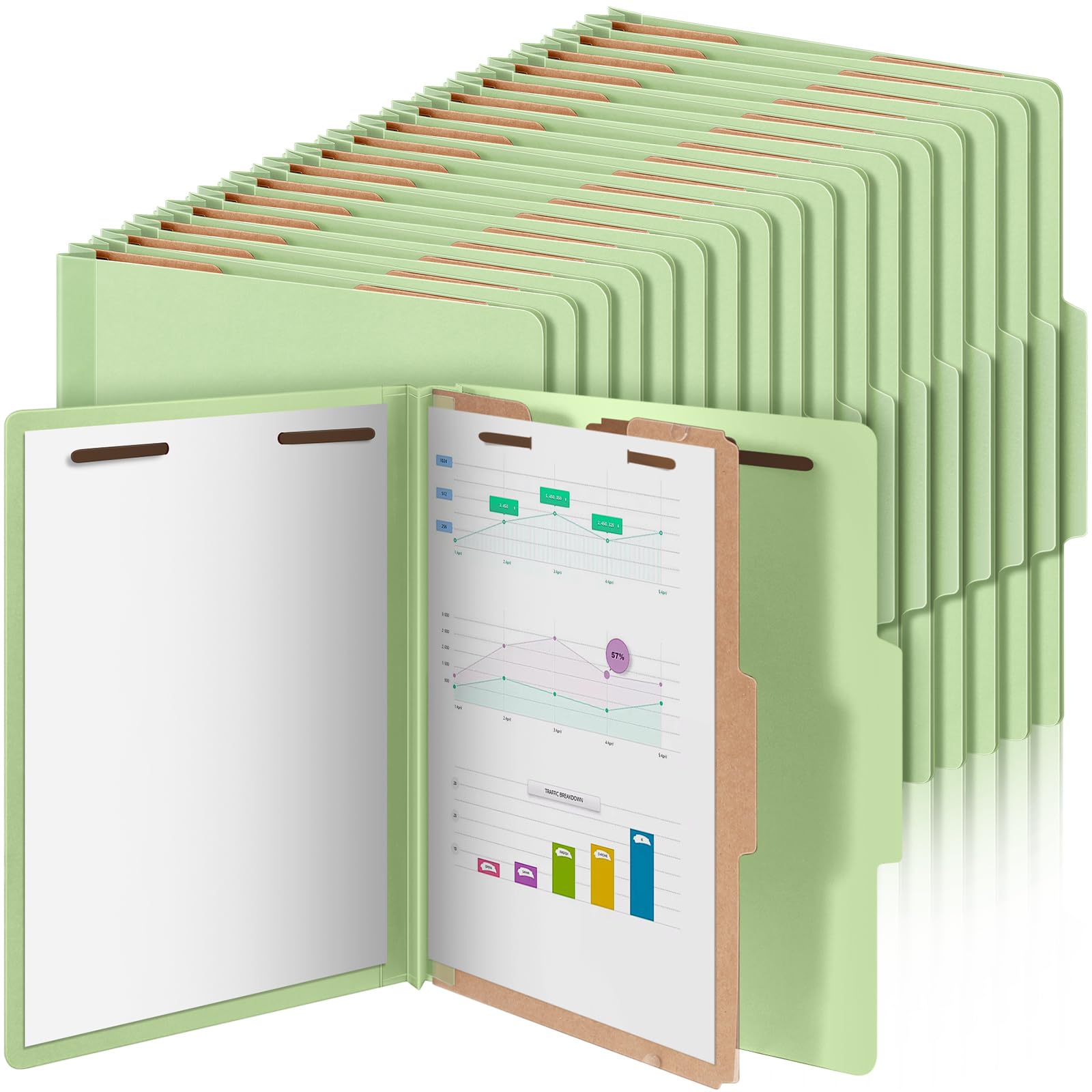 AmazingSpark 72 Pcs 1 Divider Classification Folders Bulk, Light Green