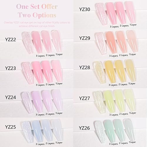 Miniatura 2 de Beautpal Juego de Esmaltes de Uñas de Gel Gelatinoso Magnético 10 Piezas Colores Pastel Semitransparentes Incluyendo Esmalte de Gel Ojo de Gato