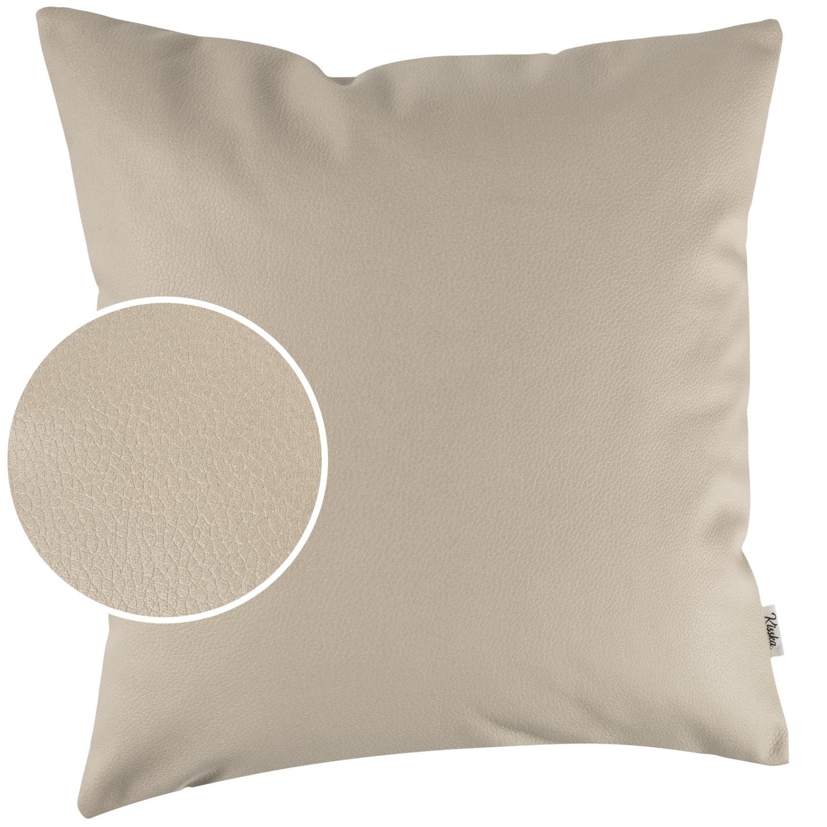 Kissenbezug Kunstleder Dekokissen Sofakissen Leder-Kissenbezüge Kissenhülle Kissen KUMO Beige 40x40cm ohne Füllung