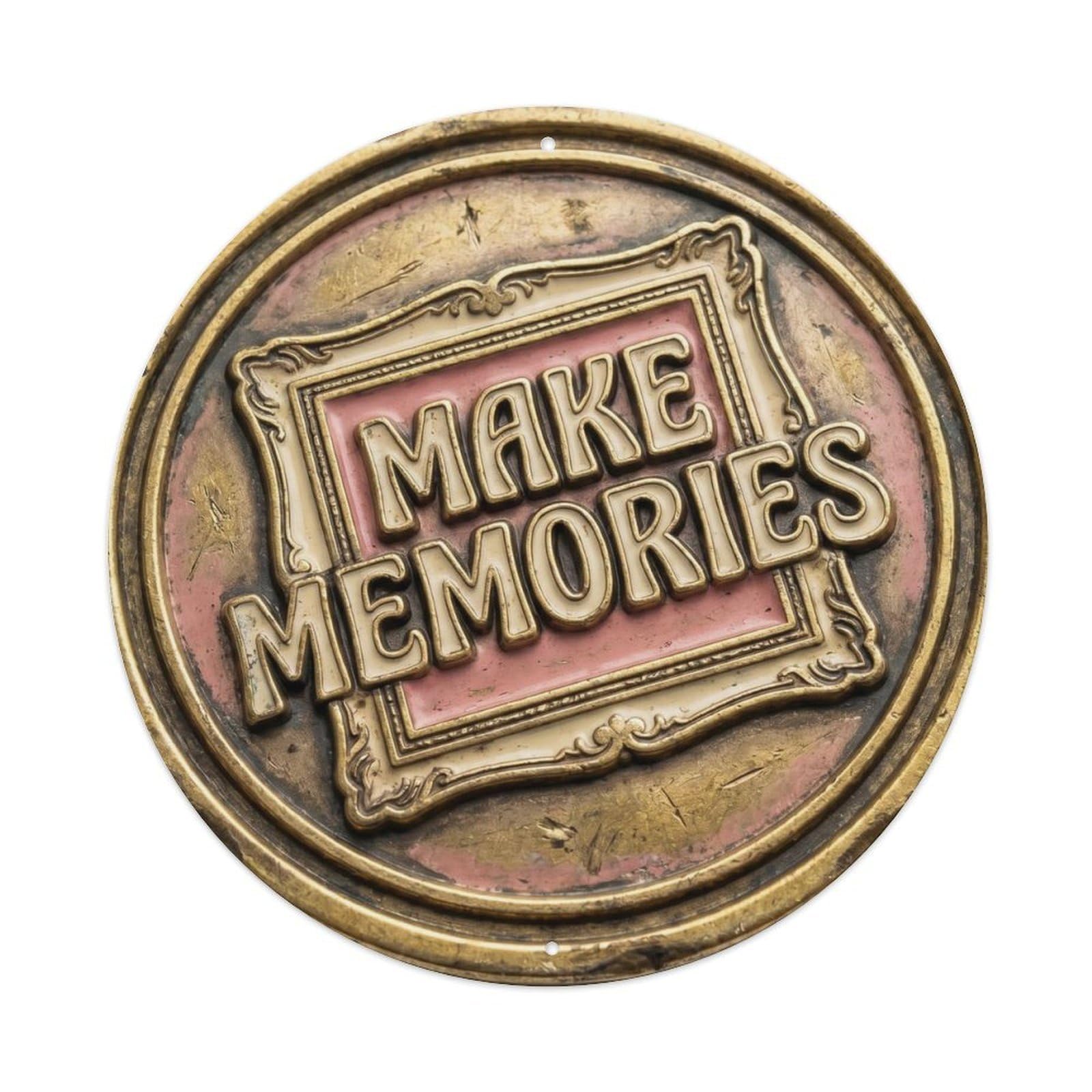 Make Memories Nostalgic Hanging Display Retro Slogans Vintage Metal Tin Sign Plaque Wall Decor for Cafe, Club Bar, Office, Garden Metal Poster 8x8Inch