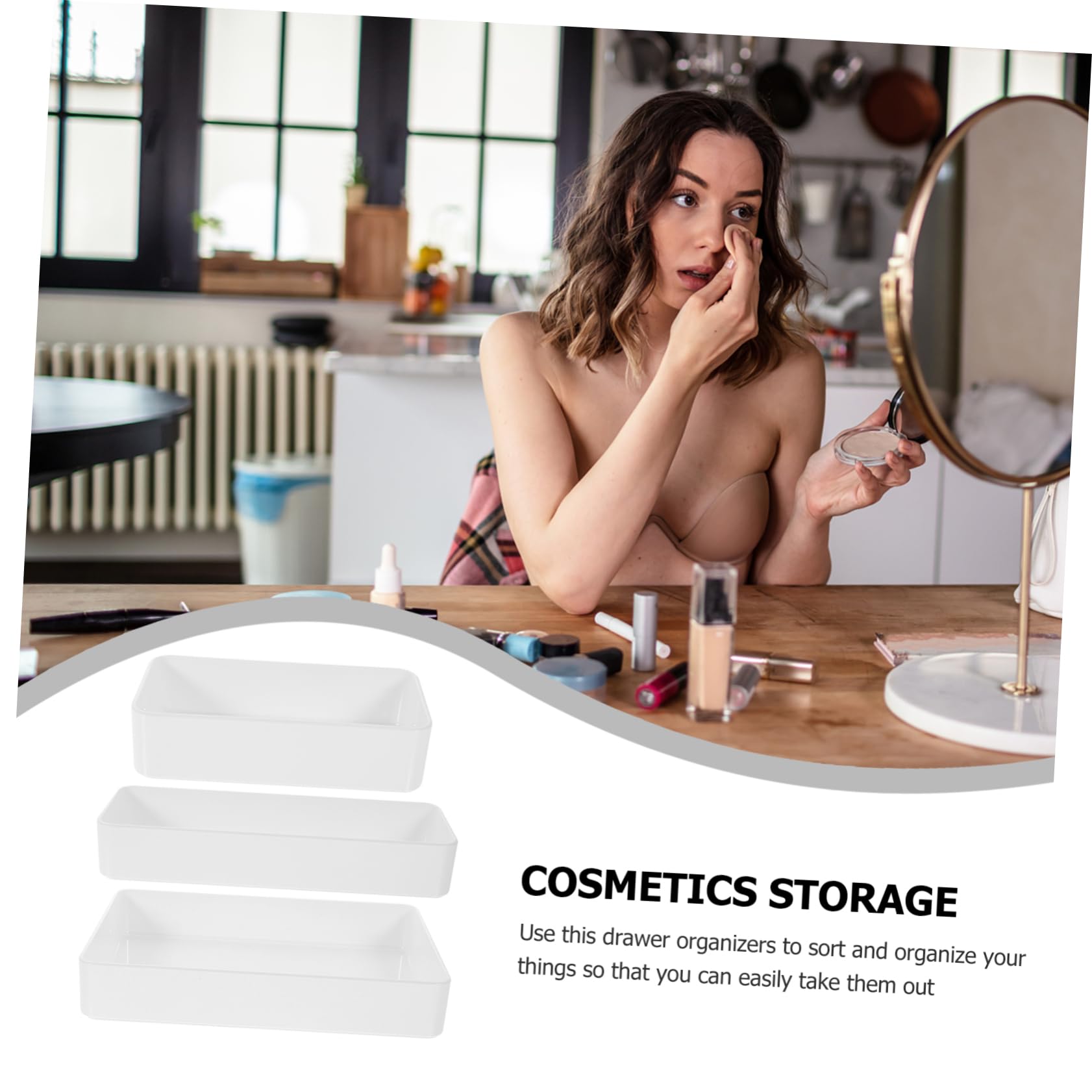3piezas Organizador Escritorio Cajas De Almacenamiento para Utensilios De Cocina Oficina y Hogar Divisores para Cosméticos Utensilios y Accesorios