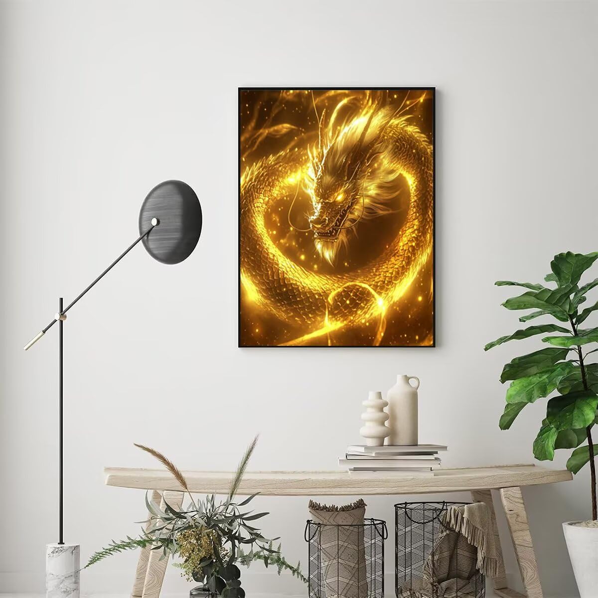 Dipingere con i Numeri Drago, Paint by Numbers Adulti Animale, Fai da te Creativi Adulti Quadri da Dipingere Numerati Kit per Decorazione Della Parete di Casa, Regalo 100x135 cm Senza Cornice 41-X