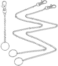 EASYKEENECOM 2 Stuck Schlüsselanhänger 50cm Brieftasche Kette und 10cm Schlüsselanhänger Männer, Hosenkette Aus Edelstahl, Silber Gliederkette Für Männer Frauen Mit Karabinerhaken
