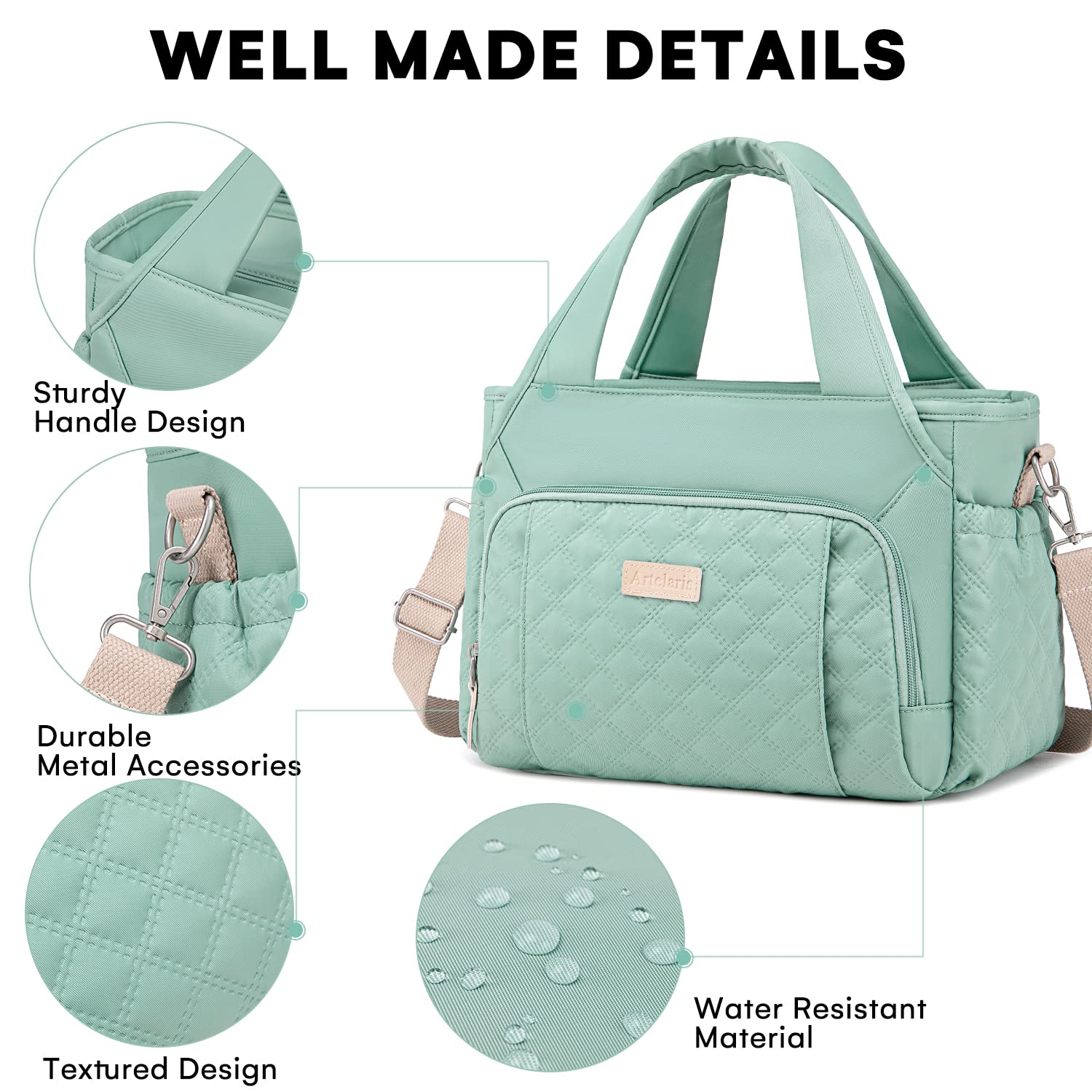 Artelaris Borsa termica per il pranzo da donna, a prova di perdite, borsa termica per adulti, con 7 tasche, tracolla regolabile (15 litri)