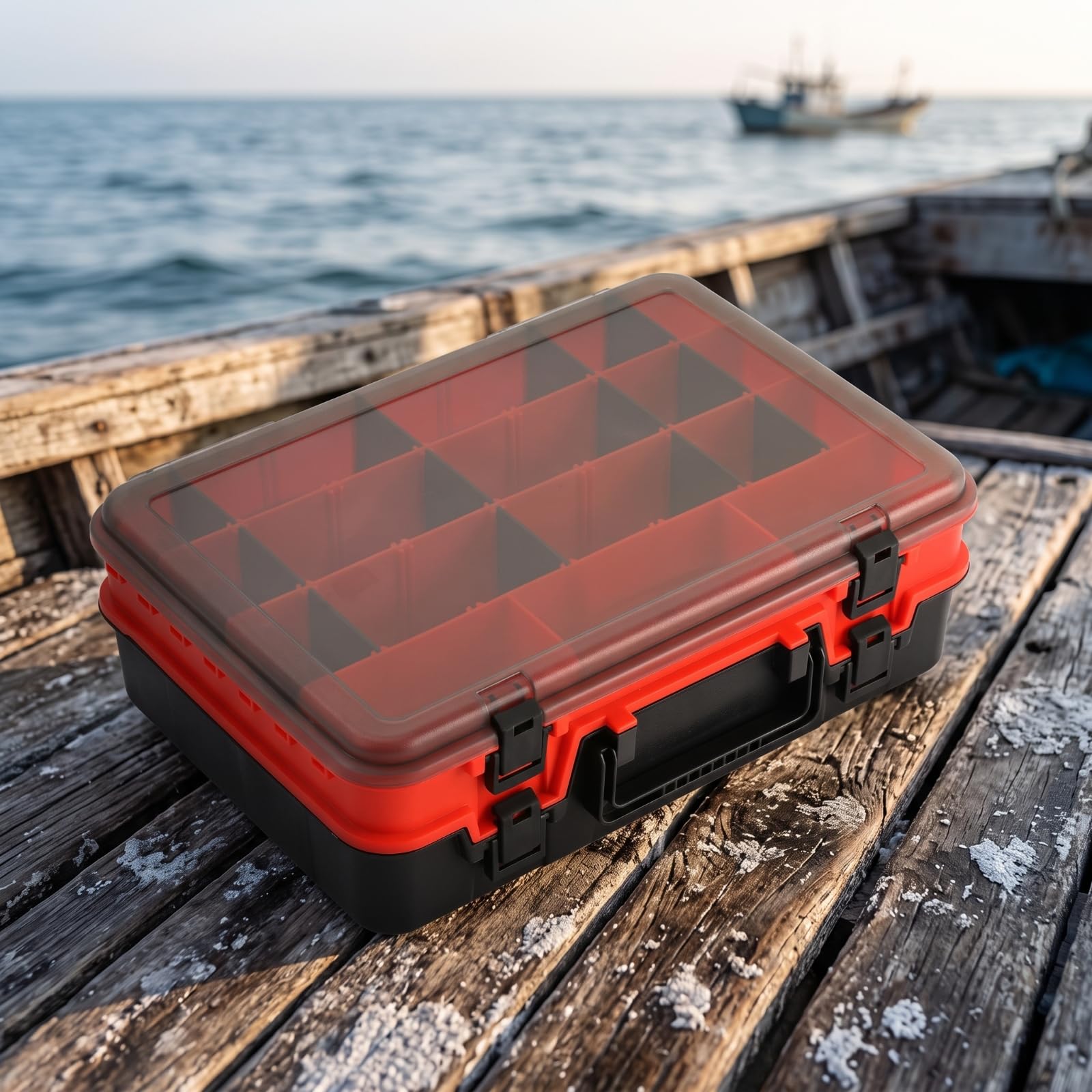 Scatola per Attrezzatura da Pesca, Verde | Multiscomparto, Scatola da Pesca a Doppio Strato, Resistente, per
