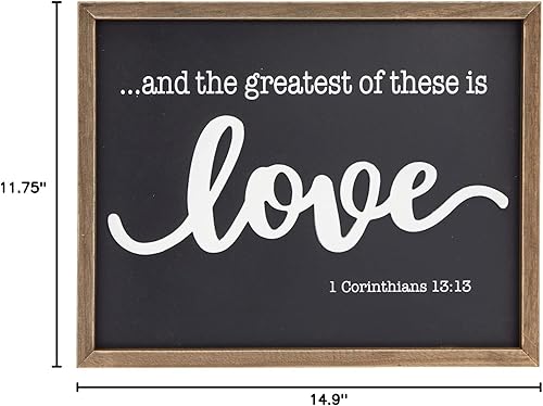 Miniatura 8 de Decoración de pared religiosa de madera enmarcada estilo granja para baño, arte de pared 1 Corintios 13:13 para sala de estar (11.75 x 15 pulgadas)