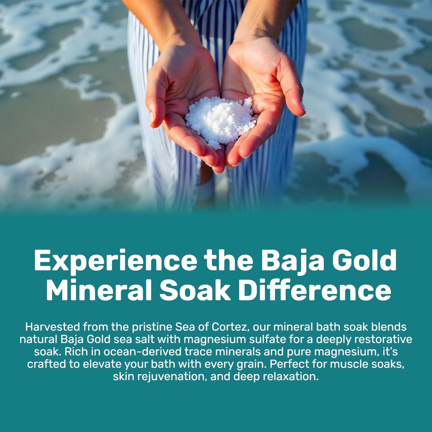 Baja Gold Ocean Mineral Soak, magnesio bagno ammollo, lavanda, sacco da 0,9 kg | Magnesio naturale e oligoelementi oceanici per bagno e relax, vegano, ingredienti puliti, opzioni multiple di profumo