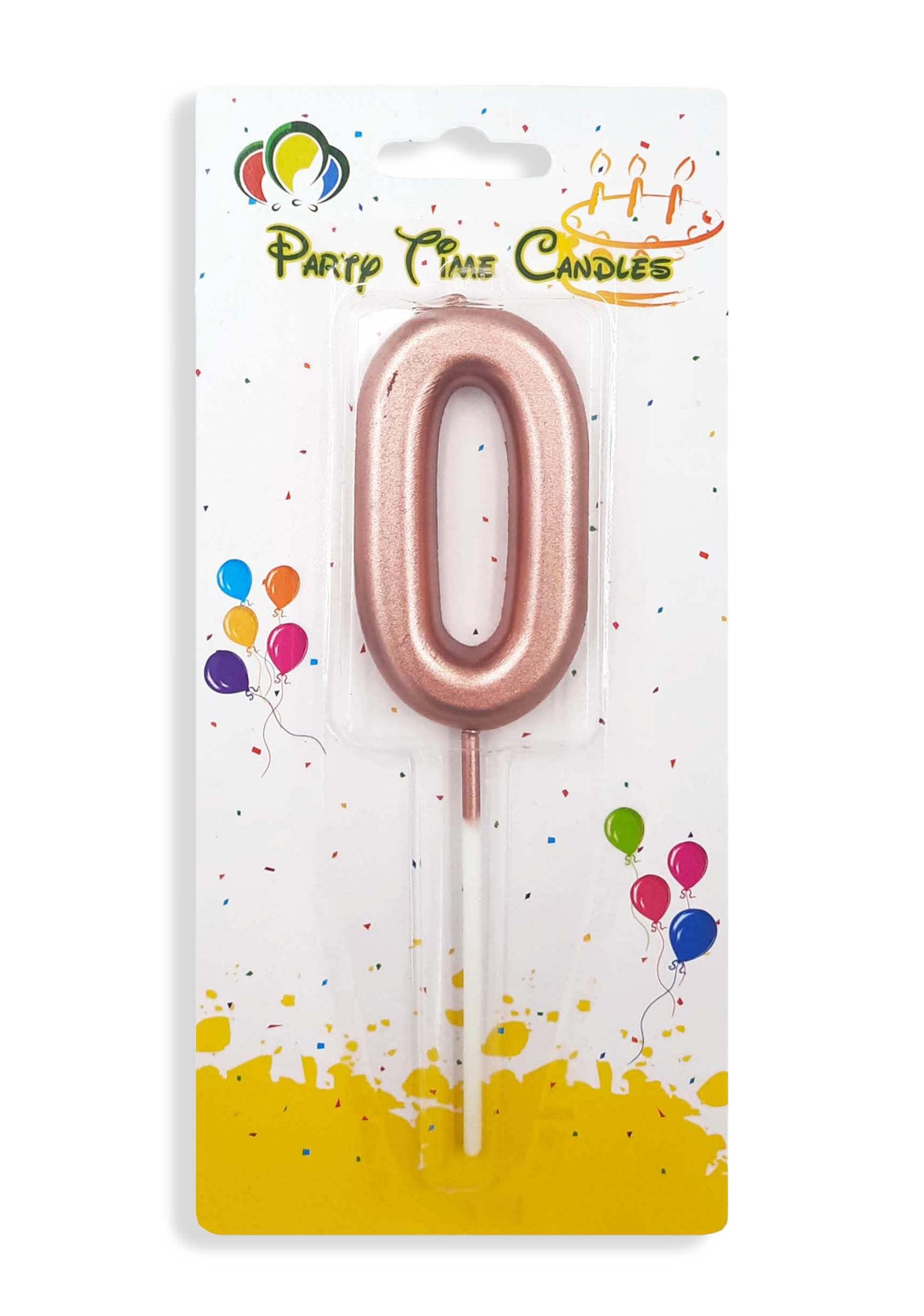 PARTY TIME - #0 Rose Gold Birthday Number Candles, Matte Numeral Candles Cake Topper Decoration for Birthdays, Weddings, Reunions and Theme Party
