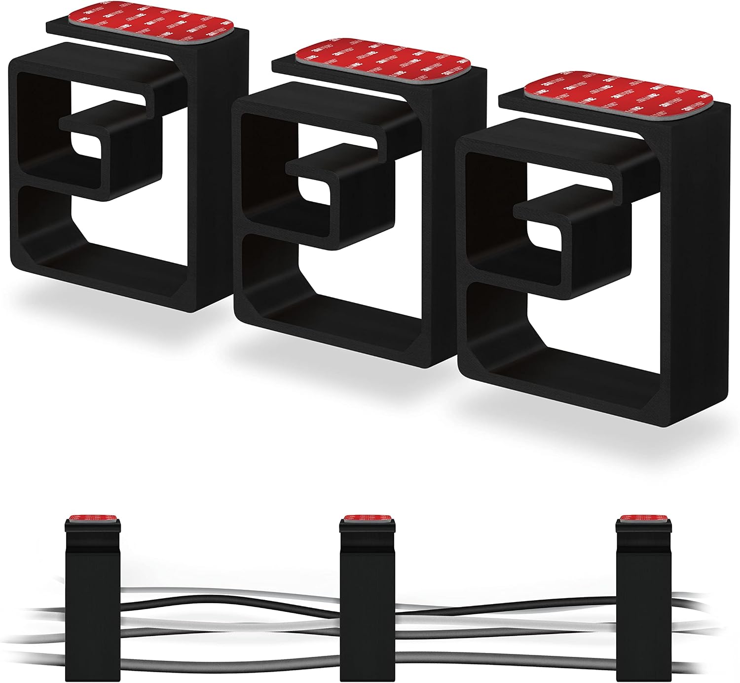 Organizador de cables XL 3 piezas con adhesivo fuerte miniatura 1