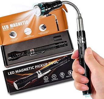 Magnetic Flashlight Gifts for Men Stocking Stuffers for Men Adults Pickup Tool Cool Extendable Magnet Telescoping Gadgets Christmas Birthday for Dad Him Husband Boyfriend Grandpa Handyman Mechanics