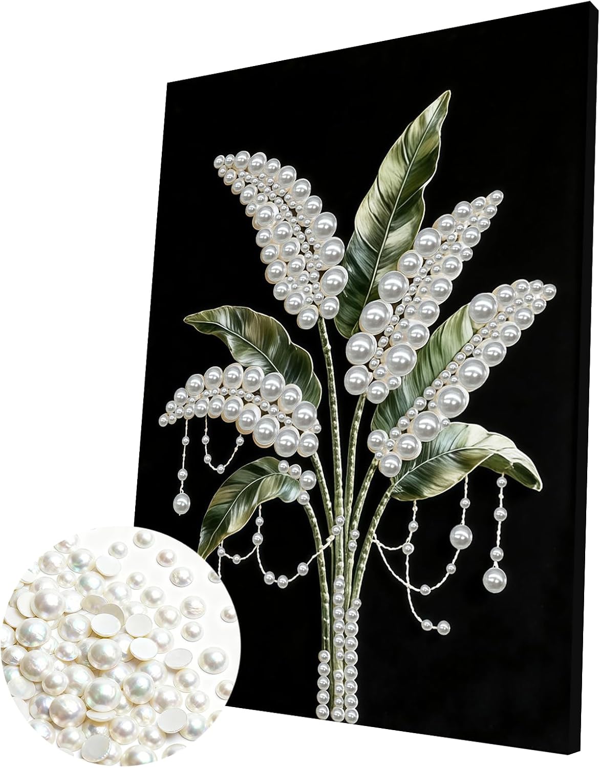 Fresh Flower Pearl Diamond Art Painting Kit with Frame - Complete 30x40cm DIY Craft Set for Adults Home Wall & Room Decor Premium Resin Gems Easy & Fun Mindfulness Art Project Vibrant Bling-Bling Art
