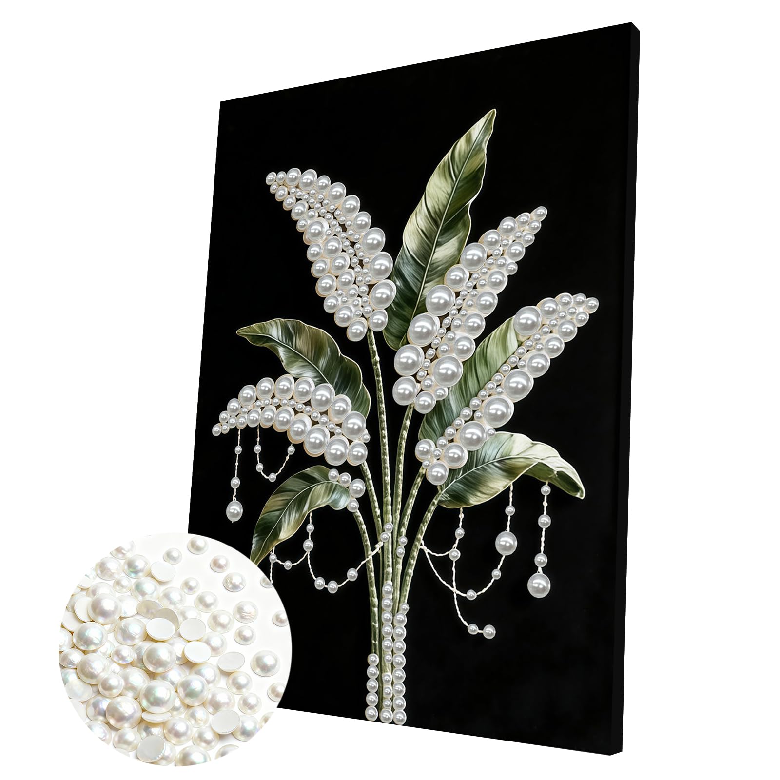 DIY Pearl 3D Painting Kit with Wooden Frame, 3D Plastic Pearl Gemstone Ocean Art Craft for Adults Beginners, Home Decor Housewarming Gift, Diamond Dots for Wall Decor(Flower)(30 * 40cm)
