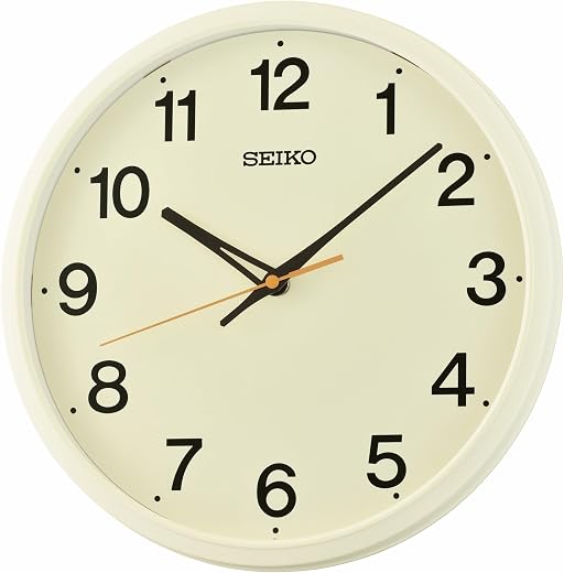 SEIKO QHA 019 CLH Wall Clock, Ivory, 12 Inches