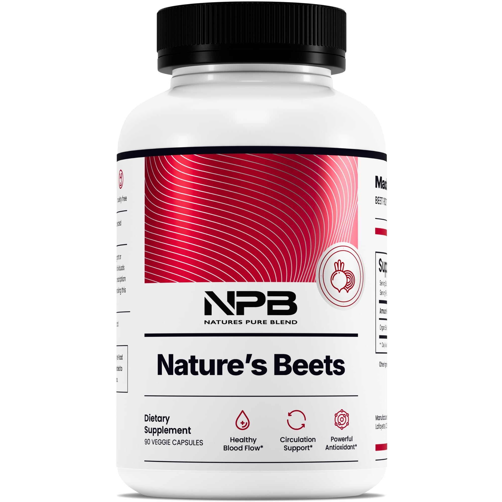 Nature's Pure Blend Organic Beet Root Powder 90 Capsules – Beet Root Capsules & Beets Supplements for Circulation – L Arginine – Nitric Oxide Supplements 90 Count (Pack of 1)