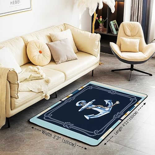 Miniatura 2 de Alfombra de decoración náutica, acuarela, ancla para sala de estar, habitación de los niños, océano, costera, decoración marina, aventura interior,