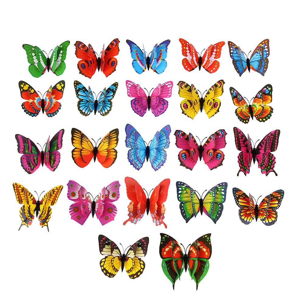 Stickers muraux papillon 3D double couche decoration jardin et sticker mural PVC aimant