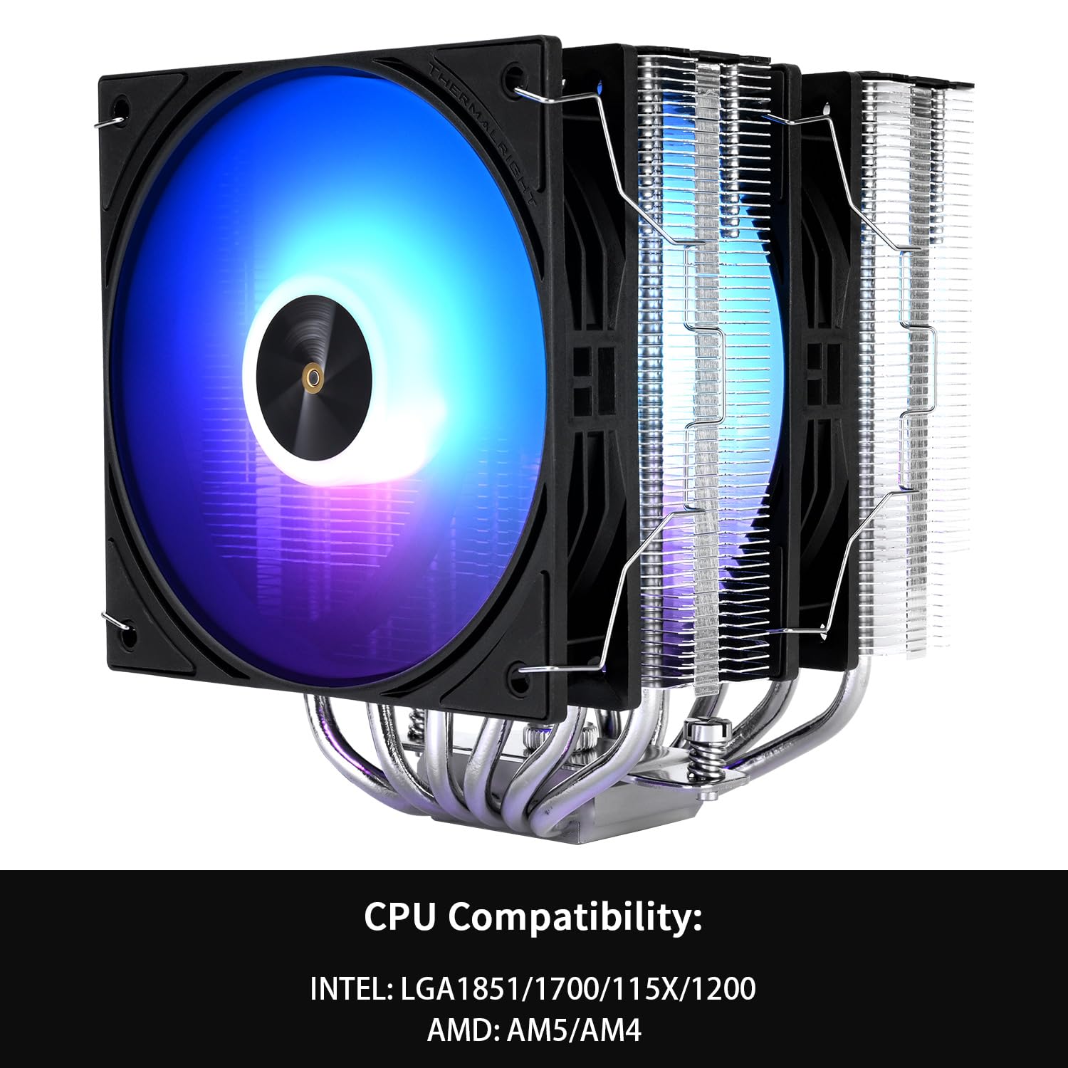 TR - Peerless Assassin 120 ARGB Black V3 CPU Cooling, Desktop Heatsink Cooler, Dual TL-P12-S CPU Ventole con 2000RPM, 6 Heat Pipes CPU Cooling, per AM4 AM5, Intel LGA1851/1700/1150/2011