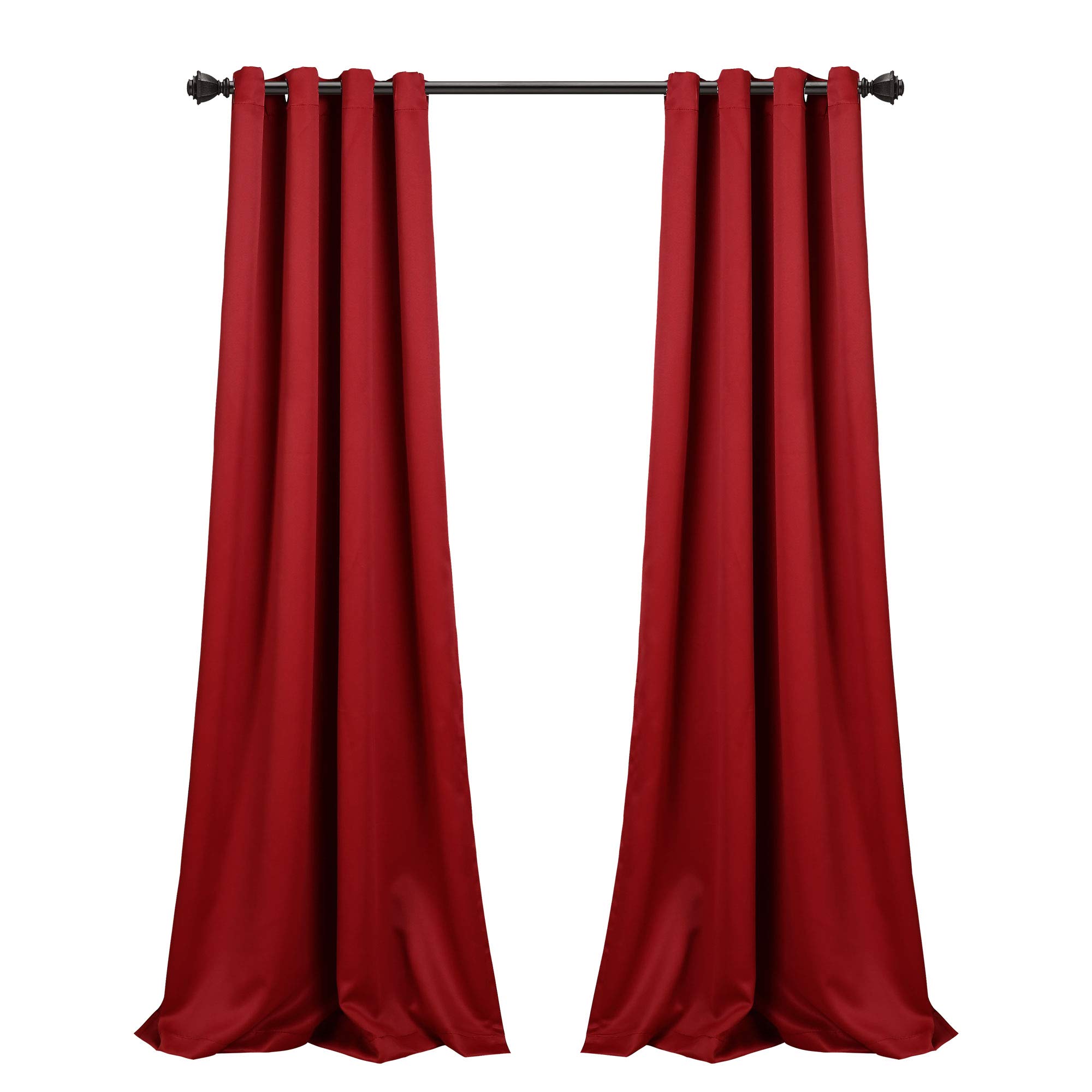 Lush Decor Paire de Rideaux occultants à Isolation Thermique avec œillets, 132,1 cm de Large x 241,3 cm de Long, Rouge