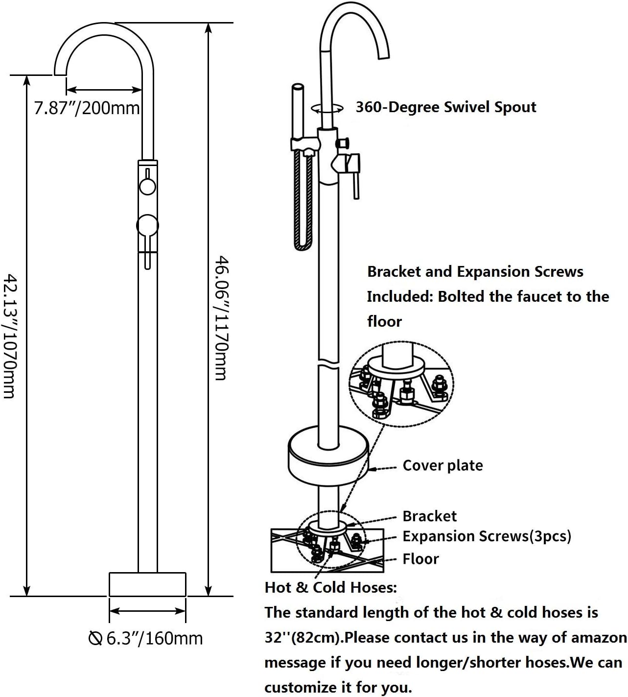 Onе-Dау Sаlе: Uр tо 50% оƒƒ JiaYouJia Freestanding Tub Filler Faucet with Handheld Sprayer Matte Black Floor Mounted Bathtub Faucet for Bathroom Single Handle with Diverter Solid Brass