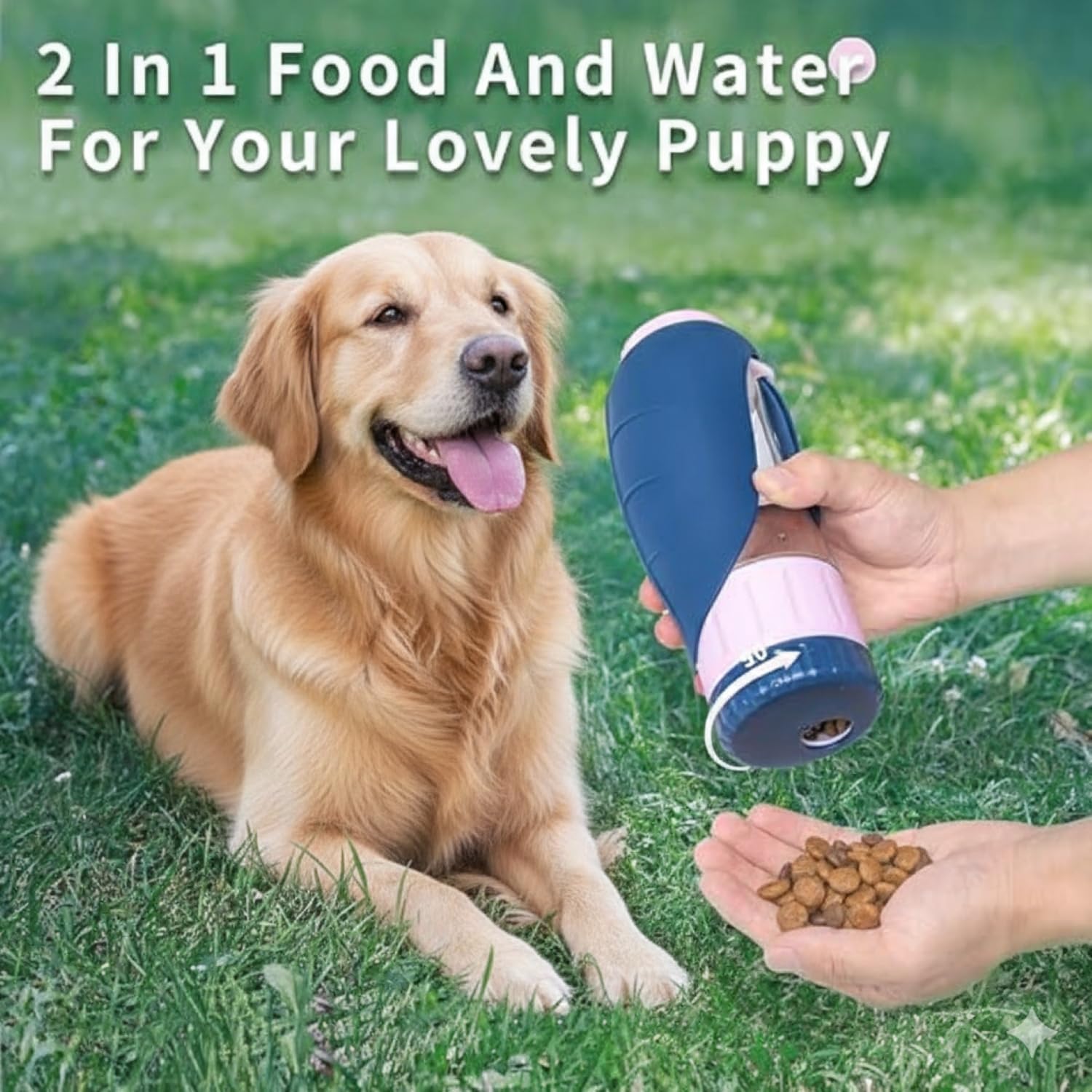 Dog Water Bottle,Portable Pet Water Bottle for Walking Leak Proof Foldable Puppy Dog Water Dispenser for Outdoor, Travel, Hiking (Dark Blue, 330ml+150ml) 4