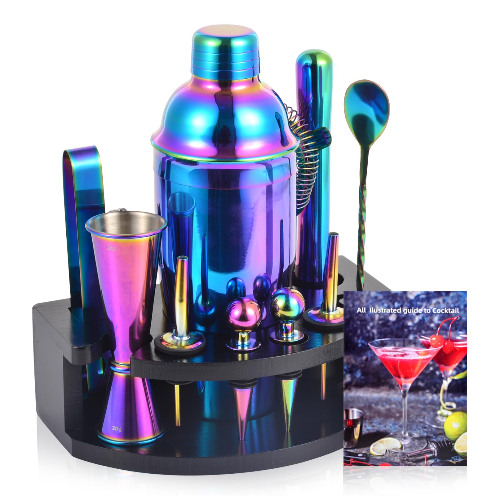 Sponsored Ad - Bartender Kit with Stand, 12-Piece Bar Set | 24oz Cocktail Shaker Set for Drink Mixing, Martini Shaker Set with Bar Tools, Recipes Booklet | Fun Housewarming Gift (Rainbow)