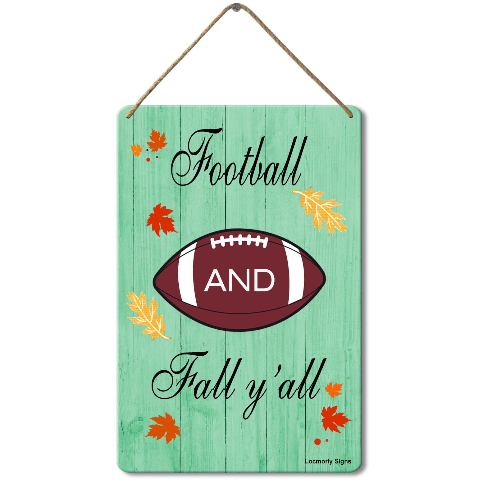 Wooden Sign Football and Fall Y'all Garden Sign, Rustic Halloween Autumn Decor, 8x12 Inch, Vintage Harvest Festive Home Decoration