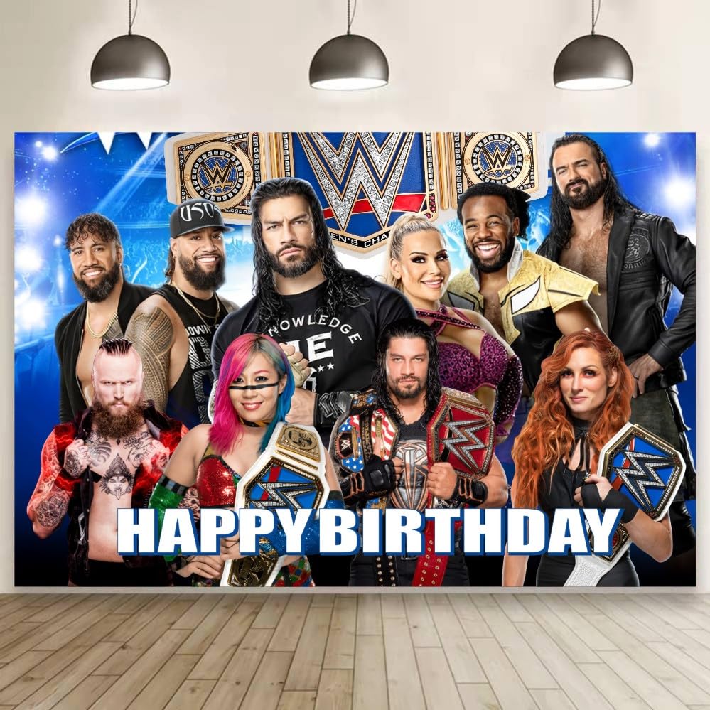 Image of Wall Decor Backdrop for Wresting Themed Decorations, Wresting Banner for Birthday Party Supplies (5x3ft)
