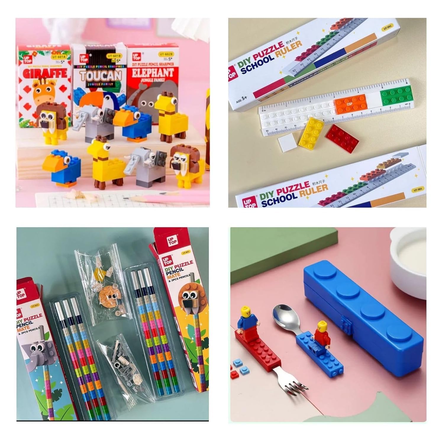 SAMVARDHAN DIY Puzzle Combo for Kids - Rulers, Pencils, Sharpener and Cutlery Set (Spoon and Fork) for Kids | Leeggo Combo for Boys and Girls (Pack of 4), Ink Color-Black-image-32