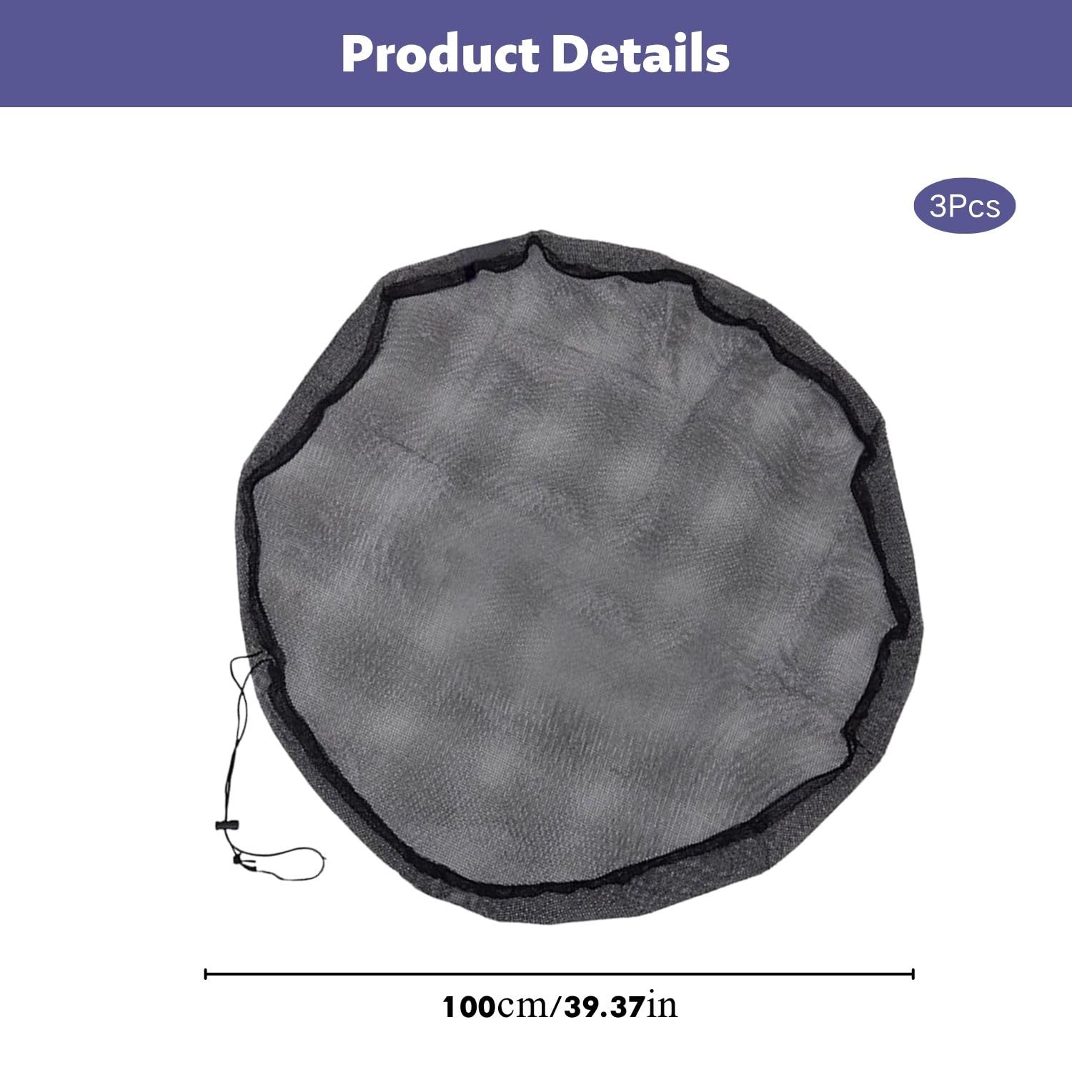 Lot de 3 filets de citerne de pluie de 100 cm - Réglable - Avec cordon de serrage - Diamètre : Protection contre les feuilles et les insectes - 2