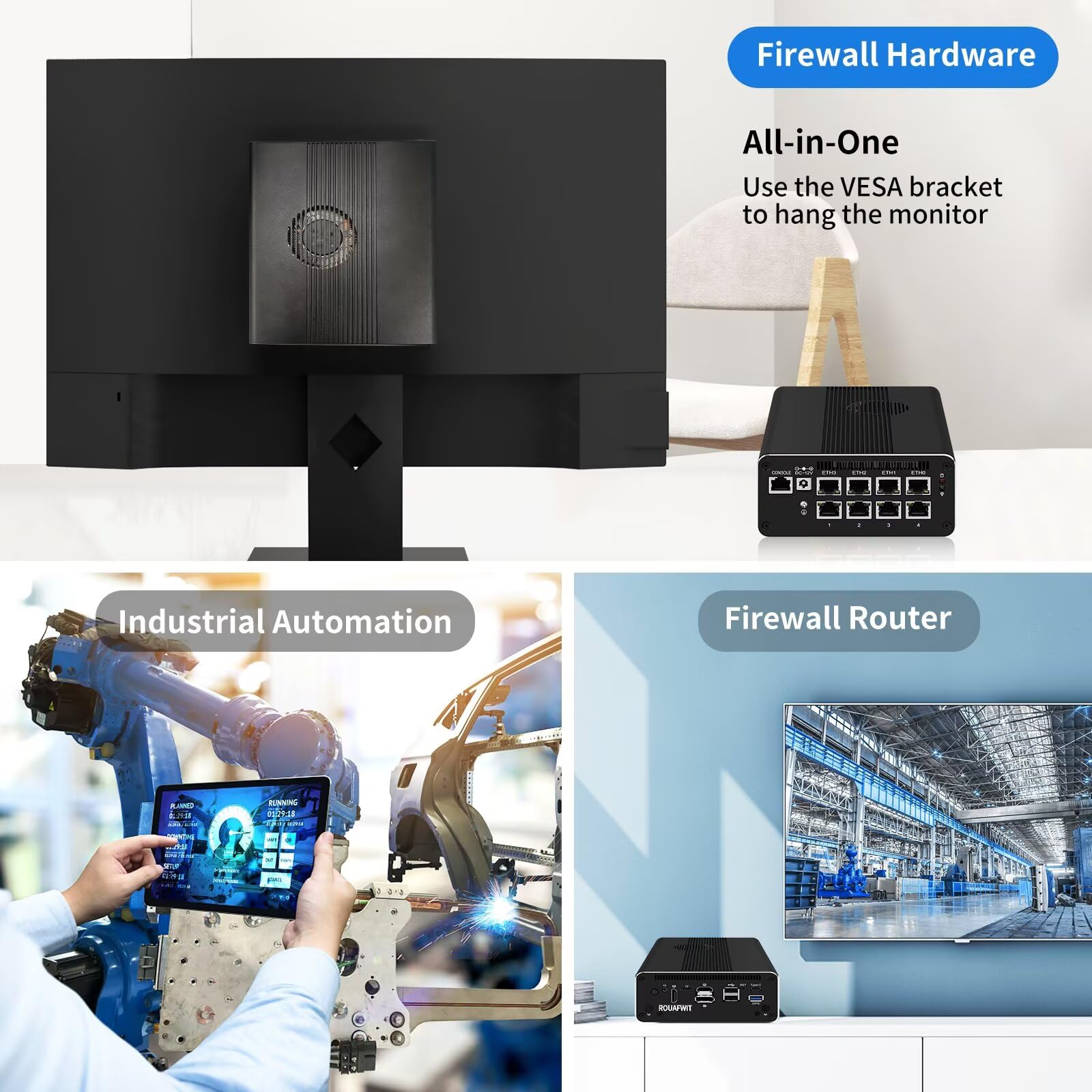 Micro Firewall Mini PC i5 1240P, DDR5 16GB RAM 256GB SSD Router Appliance Computer, 8 x 2.5Gbe i226-V LAN, Console COM, Type-C, TF
