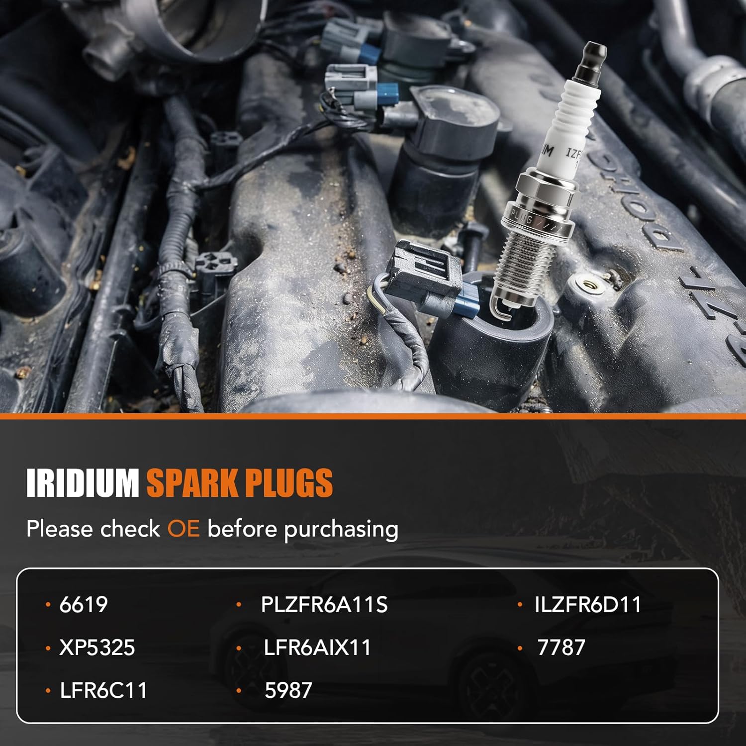 6 Pack Iridium Spark Plugs 6619 LFR6AIX-11 Fit for 2007-2017 Toyota Camry 4Runner Tacoma RAV4 Highlander Tundra Avalon FJ Cruiser Sienna Subaru Outback Legacy Lexus ES350 3.0 3.5 3.6 4.0 V6
