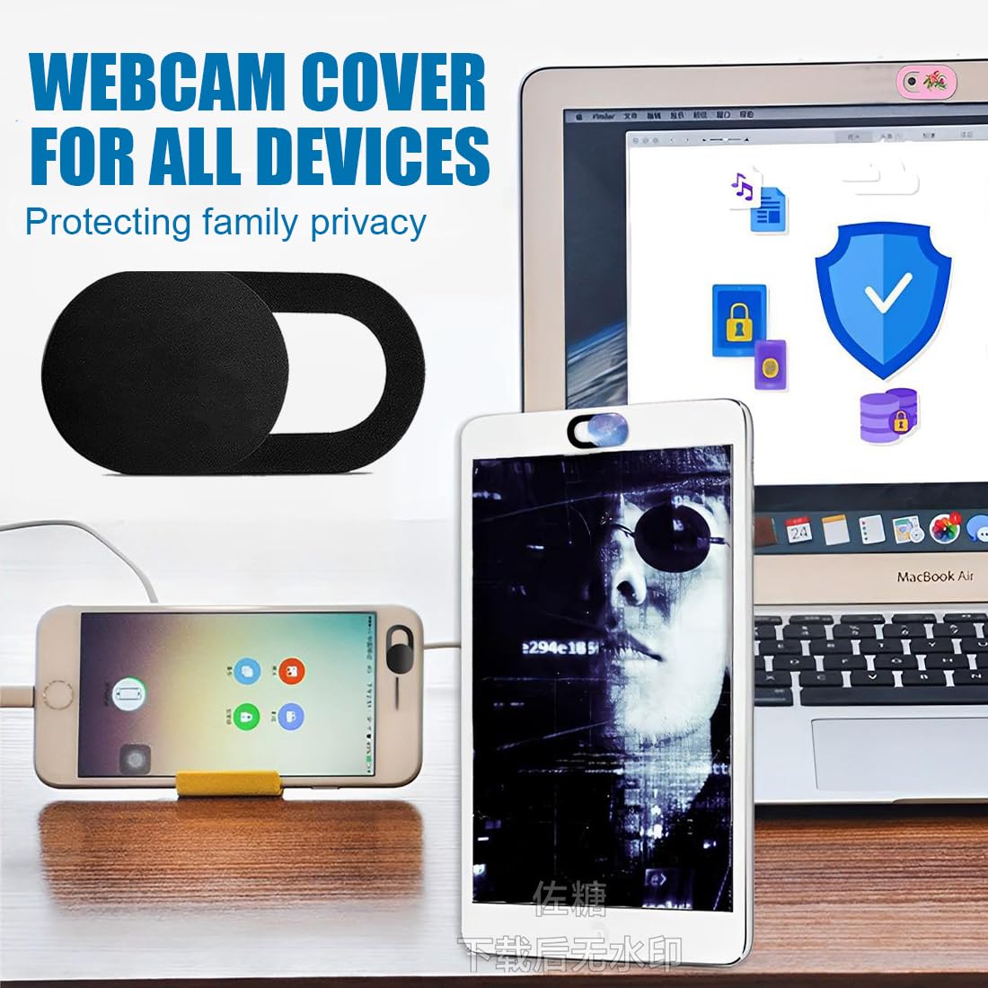 Pellicola Copertura Webcam Ultra Sottile Slide Cover per Laptop (Nero) 8 Pezzi